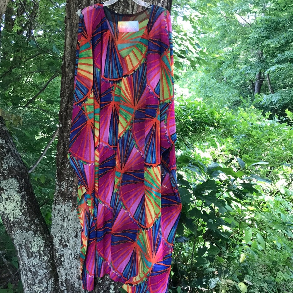 Multicolored Mesh Caftan Dress